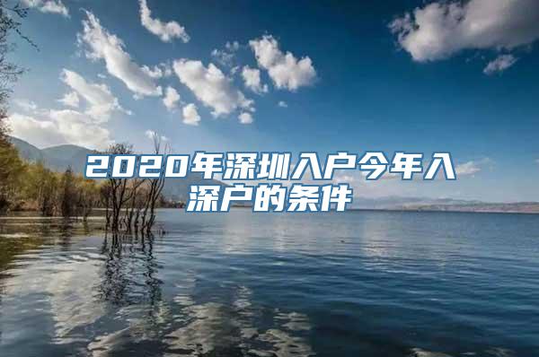 2020年深圳入户今年入深户的条件