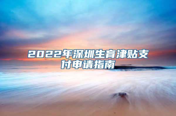 2022年深圳生育津贴支付申请指南