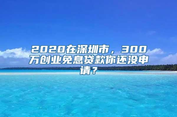 2020在深圳市，300万创业免息贷款你还没申请？