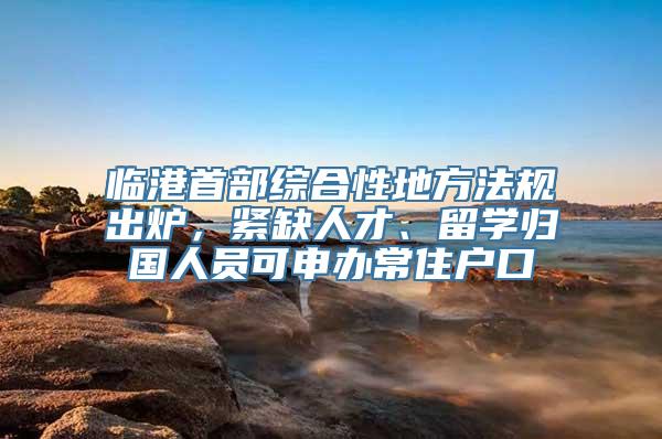 临港首部综合性地方法规出炉，紧缺人才、留学归国人员可申办常住户口