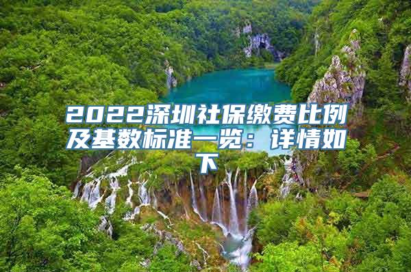 2022深圳社保缴费比例及基数标准一览：详情如下