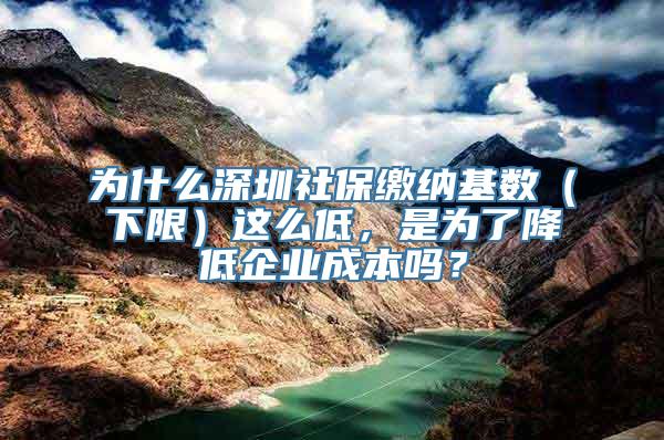 为什么深圳社保缴纳基数（下限）这么低，是为了降低企业成本吗？