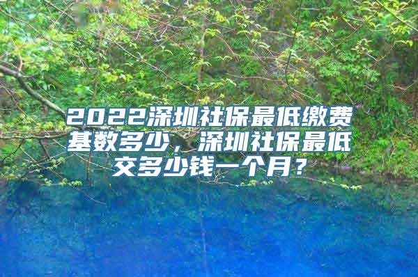 2022深圳社保最低缴费基数多少，深圳社保最低交多少钱一个月？