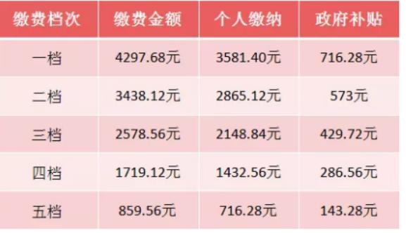 城镇居民养老保险缴费标准