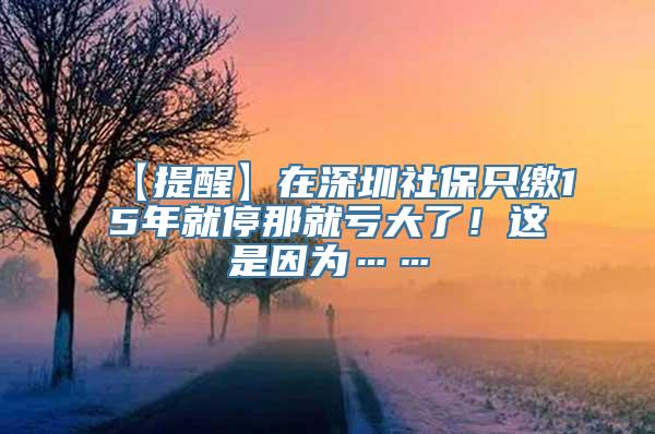 【提醒】在深圳社保只缴15年就停那就亏大了！这是因为……