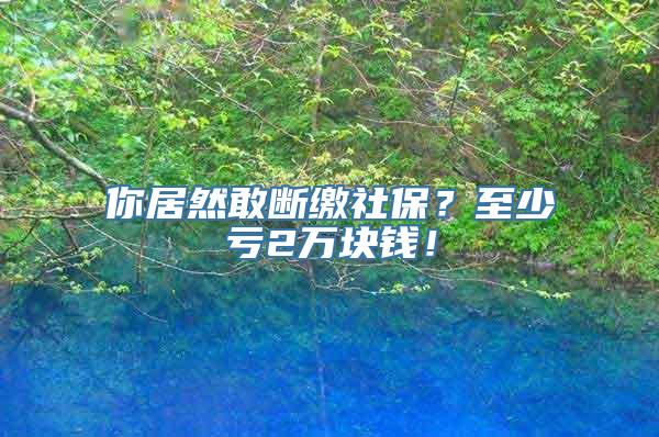 你居然敢断缴社保？至少亏2万块钱！