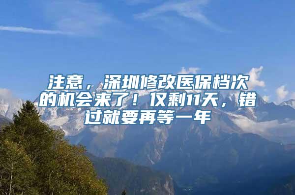 注意，深圳修改医保档次的机会来了！仅剩11天，错过就要再等一年