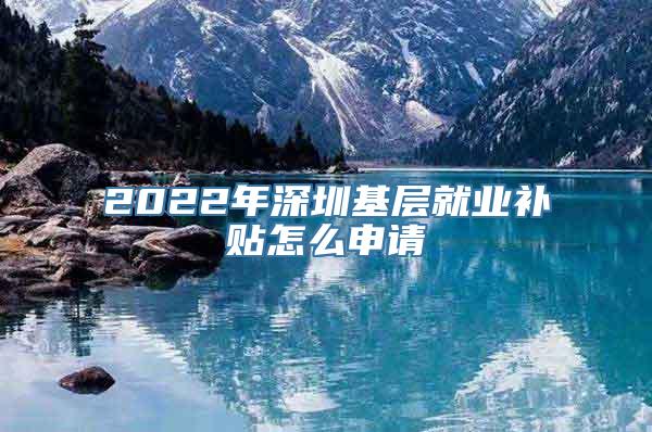 2022年深圳基层就业补贴怎么申请