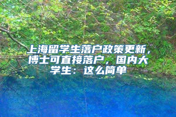 上海留学生落户政策更新，博士可直接落户，国内大学生：这么简单