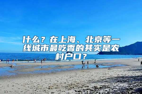 什么？在上海、北京等一线城市最吃香的其实是农村户口？