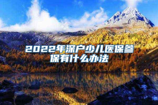 2022年深户少儿医保参保有什么办法