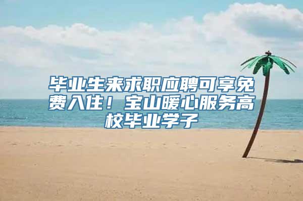 毕业生来求职应聘可享免费入住！宝山暖心服务高校毕业学子