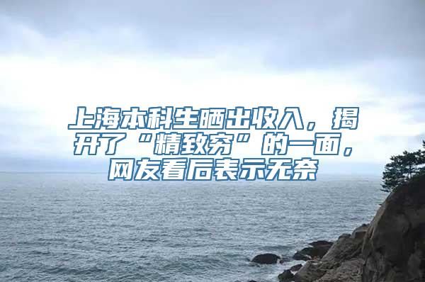 上海本科生晒出收入，揭开了“精致穷”的一面，网友看后表示无奈