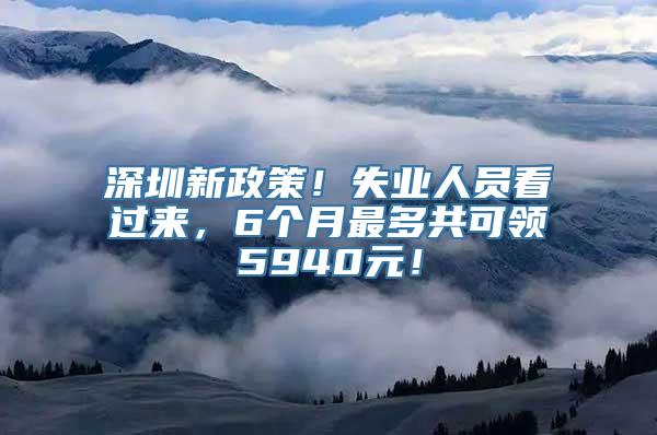 深圳新政策！失业人员看过来，6个月最多共可领5940元！