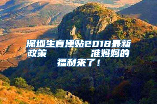 深圳生育津贴2018最新政策       准妈妈的福利来了！