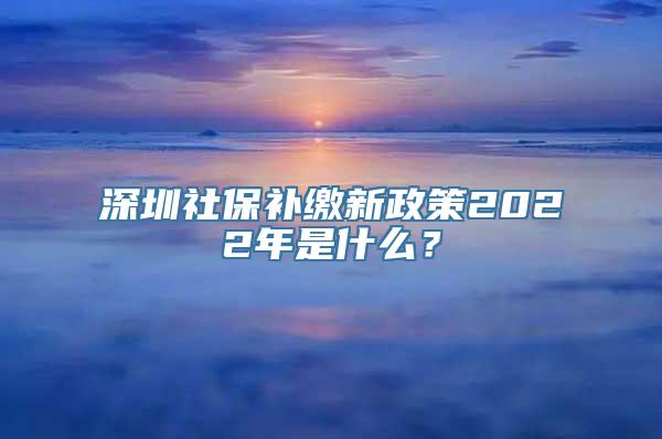 深圳社保补缴新政策2022年是什么？