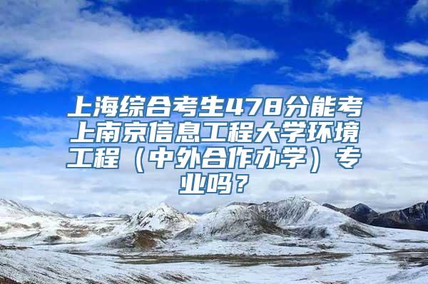 上海综合考生478分能考上南京信息工程大学环境工程（中外合作办学）专业吗？