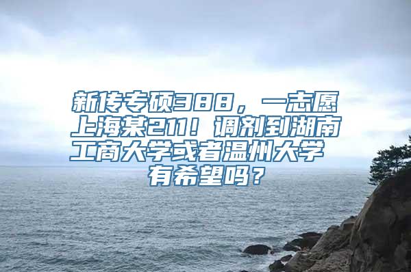 新传专硕388，一志愿上海某211！调剂到湖南工商大学或者温州大学 有希望吗？