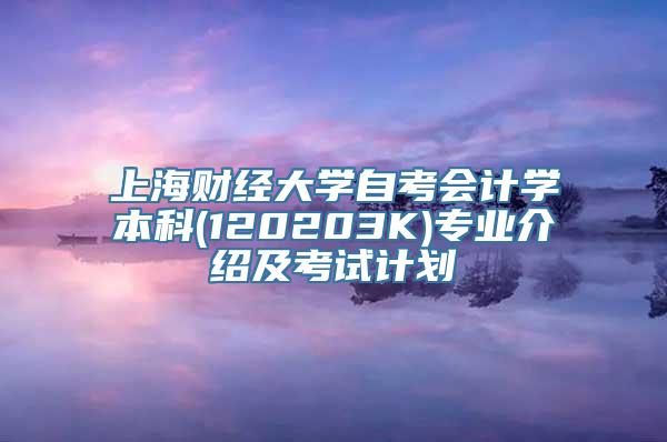 上海财经大学自考会计学本科(120203K)专业介绍及考试计划