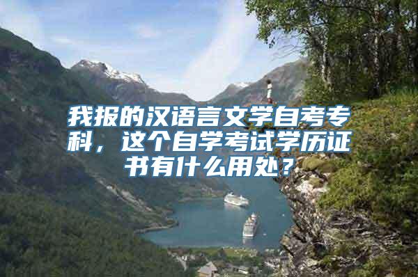 我报的汉语言文学自考专科，这个自学考试学历证书有什么用处？