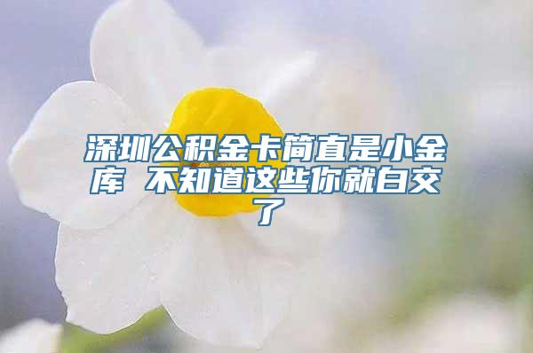 深圳公积金卡简直是小金库 不知道这些你就白交了