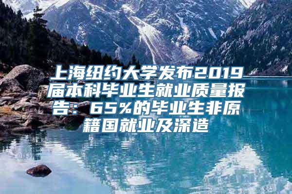 上海纽约大学发布2019届本科毕业生就业质量报告：65%的毕业生非原籍国就业及深造