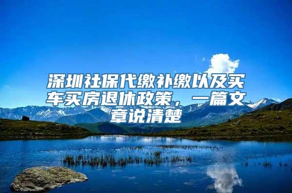 深圳社保代缴补缴以及买车买房退休政策，一篇文章说清楚