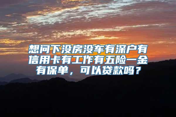 想问下没房没车有深户有信用卡有工作有五险一金有保单，可以贷款吗？