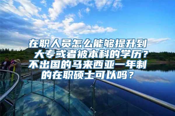 在职人员怎么能够提升到 大专或者被本科的学历？不出国的马来西亚一年制的在职硕士可以吗？