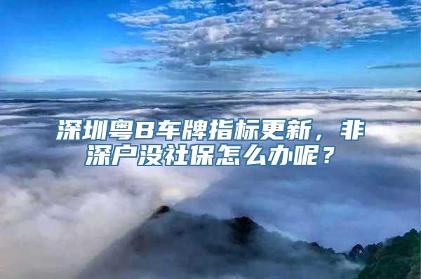 深圳粤B车牌指标更新，非深户没社保怎么办呢？