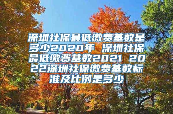 深圳社保最低缴费基数是多少2020年 深圳社保最低缴费基数2021 2022深圳社保缴费基数标准及比例是多少