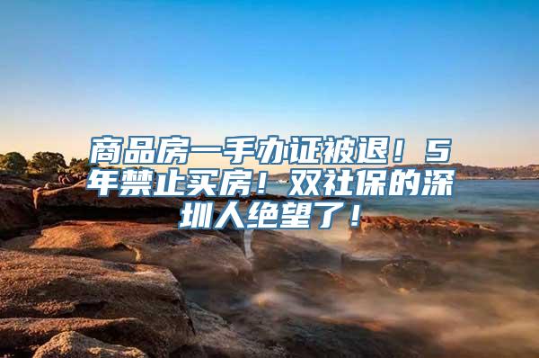 商品房一手办证被退！5年禁止买房！双社保的深圳人绝望了！