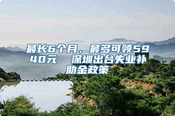 最长6个月，最多可领5940元  深圳出台失业补助金政策