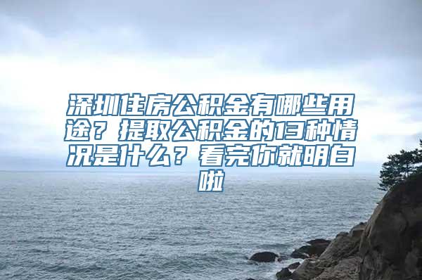 深圳住房公积金有哪些用途？提取公积金的13种情况是什么？看完你就明白啦