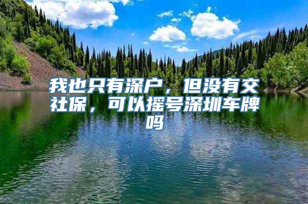 我也只有深户，但没有交社保，可以摇号深圳车牌吗