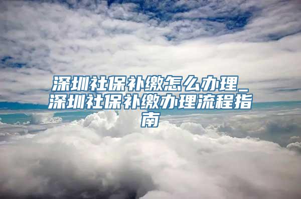 深圳社保补缴怎么办理_深圳社保补缴办理流程指南