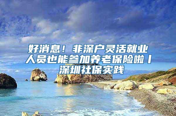 好消息！非深户灵活就业人员也能参加养老保险啦丨 深圳社保实践④