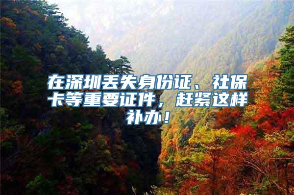 在深圳丢失身份证、社保卡等重要证件，赶紧这样补办！