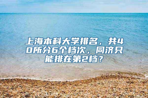 上海本科大学排名，共40所分6个档次，同济只能排在第2档？