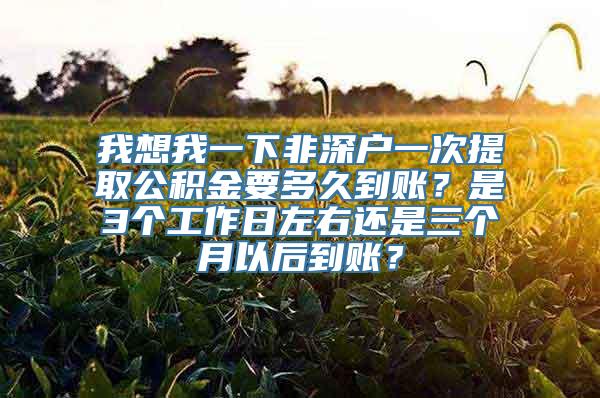 我想我一下非深户一次提取公积金要多久到账？是3个工作日左右还是三个月以后到账？