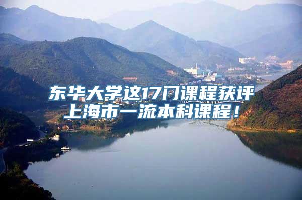 东华大学这17门课程获评上海市一流本科课程！