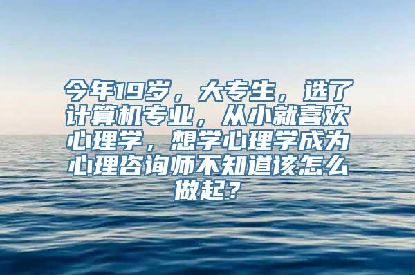 今年19岁，大专生，选了计算机专业，从小就喜欢心理学，想学心理学成为心理咨询师不知道该怎么做起？