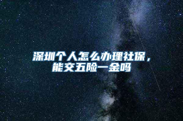 深圳个人怎么办理社保，能交五险一金吗