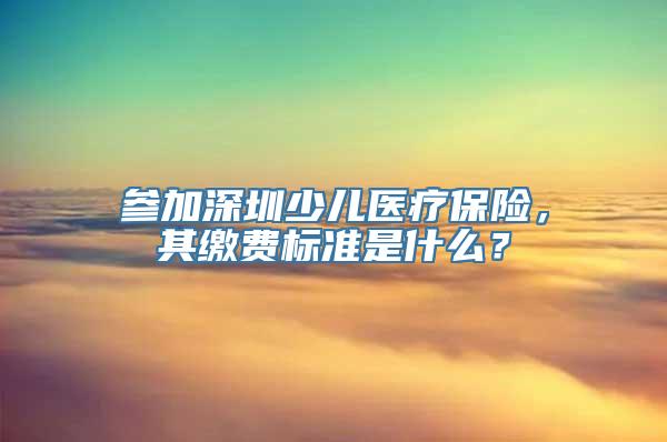 参加深圳少儿医疗保险，其缴费标准是什么？