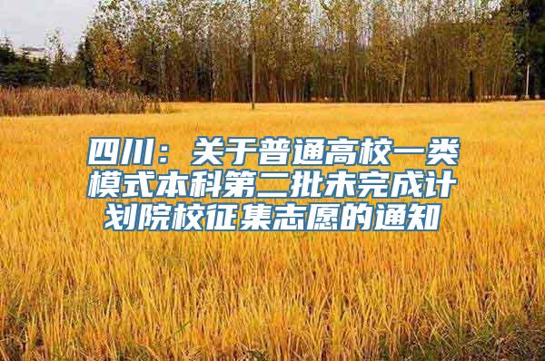 四川：关于普通高校一类模式本科第二批未完成计划院校征集志愿的通知