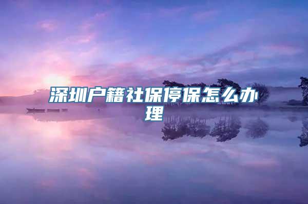 深圳户籍社保停保怎么办理