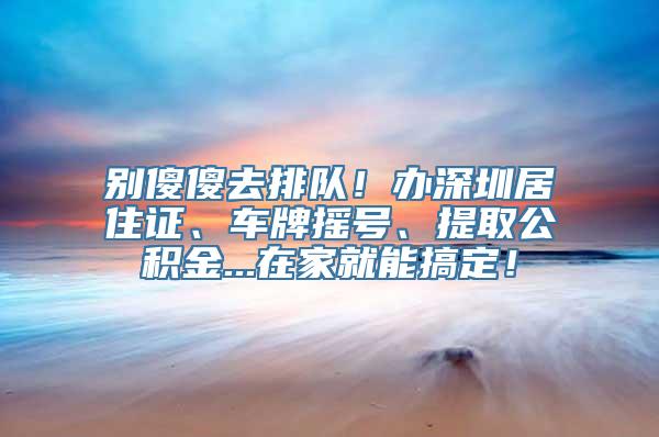 别傻傻去排队！办深圳居住证、车牌摇号、提取公积金...在家就能搞定！