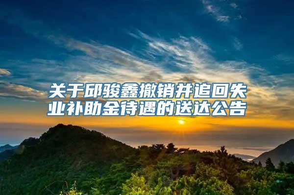 关于邱骏鑫撤销并追回失业补助金待遇的送达公告