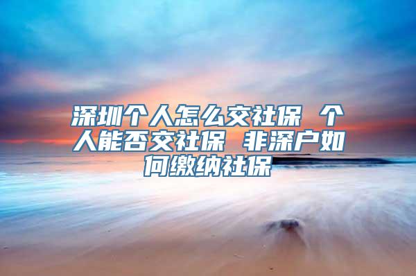 深圳个人怎么交社保 个人能否交社保 非深户如何缴纳社保