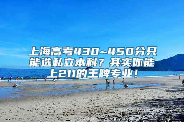 上海高考430~450分只能选私立本科？其实你能上211的王牌专业！